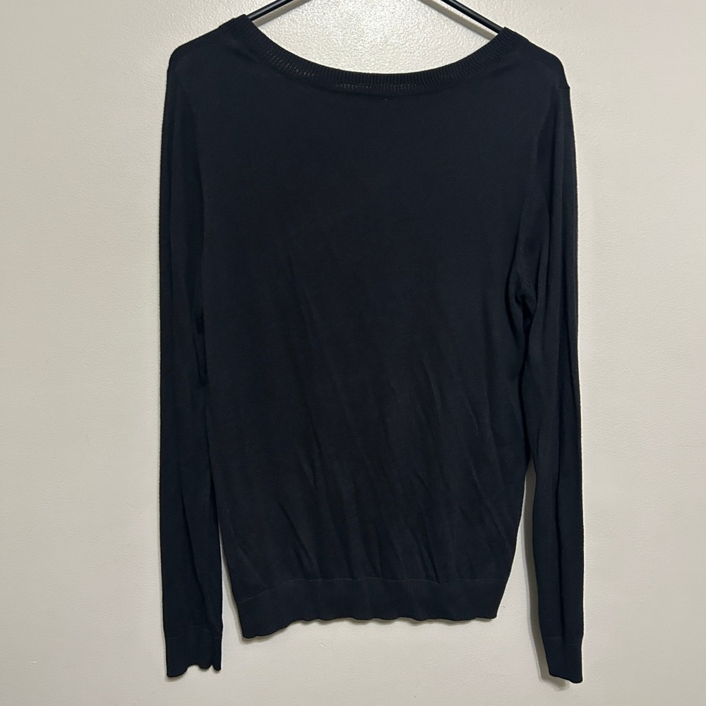 Worthington V-Neck Sweater Women XL Black NEW Cotton Rayon Lightweight Knit Top - Picture 2 of 8